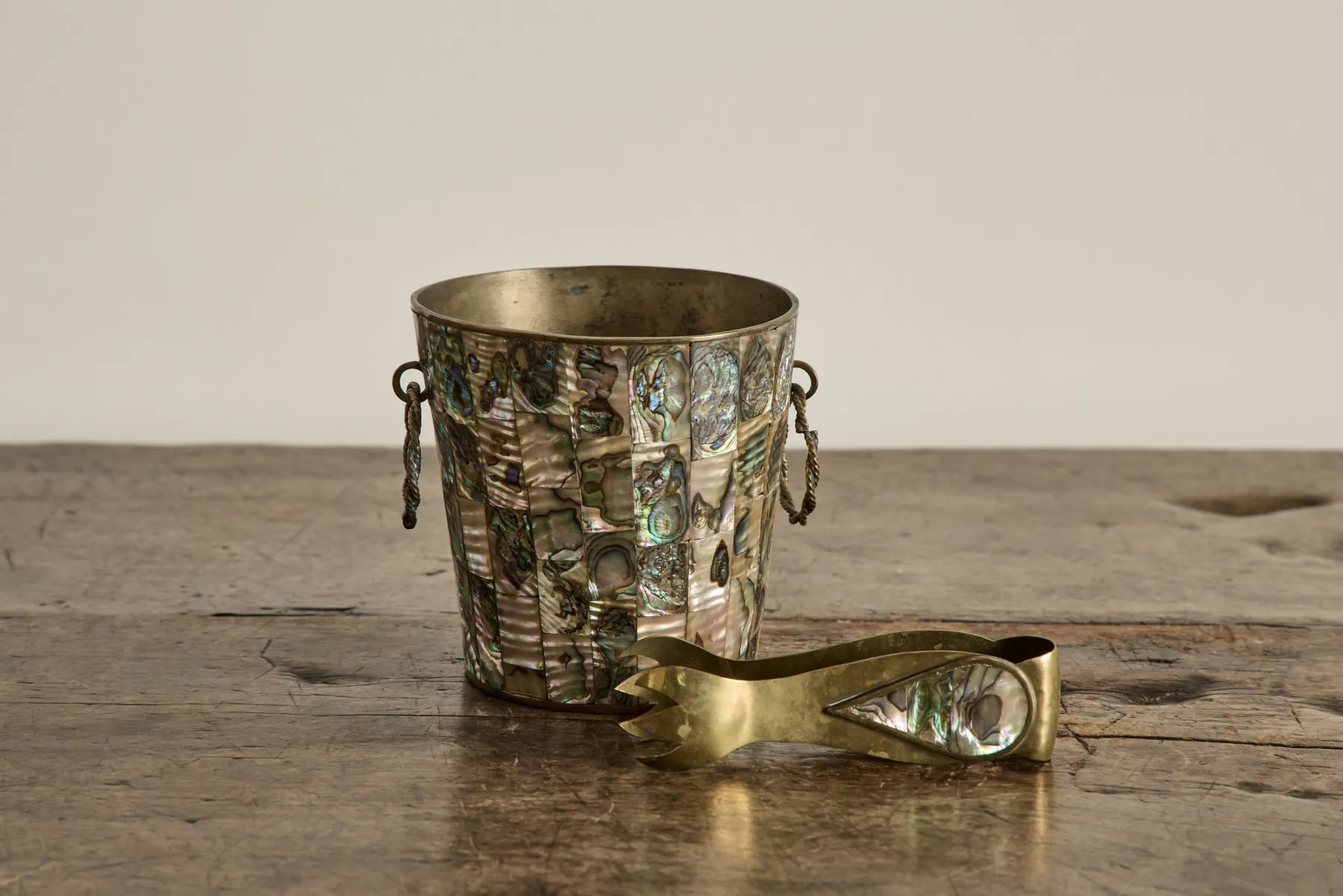 Abalone Ice Bucket & Tongs*VINTAGE Clearance