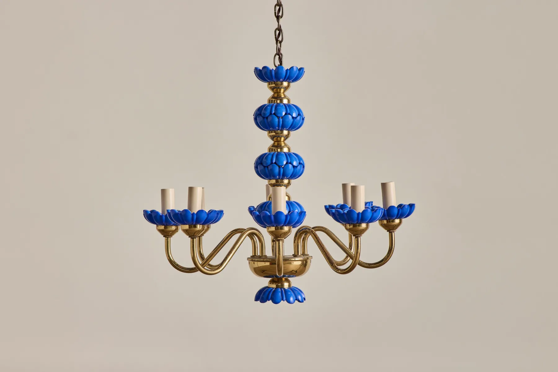 Blue Glass Chandelier*VINTAGE New