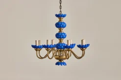 Blue Glass Chandelier*VINTAGE New