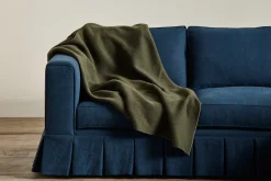 Cashmere Throw In Tan/ Forest Green*Nickey Kehoe Clearance