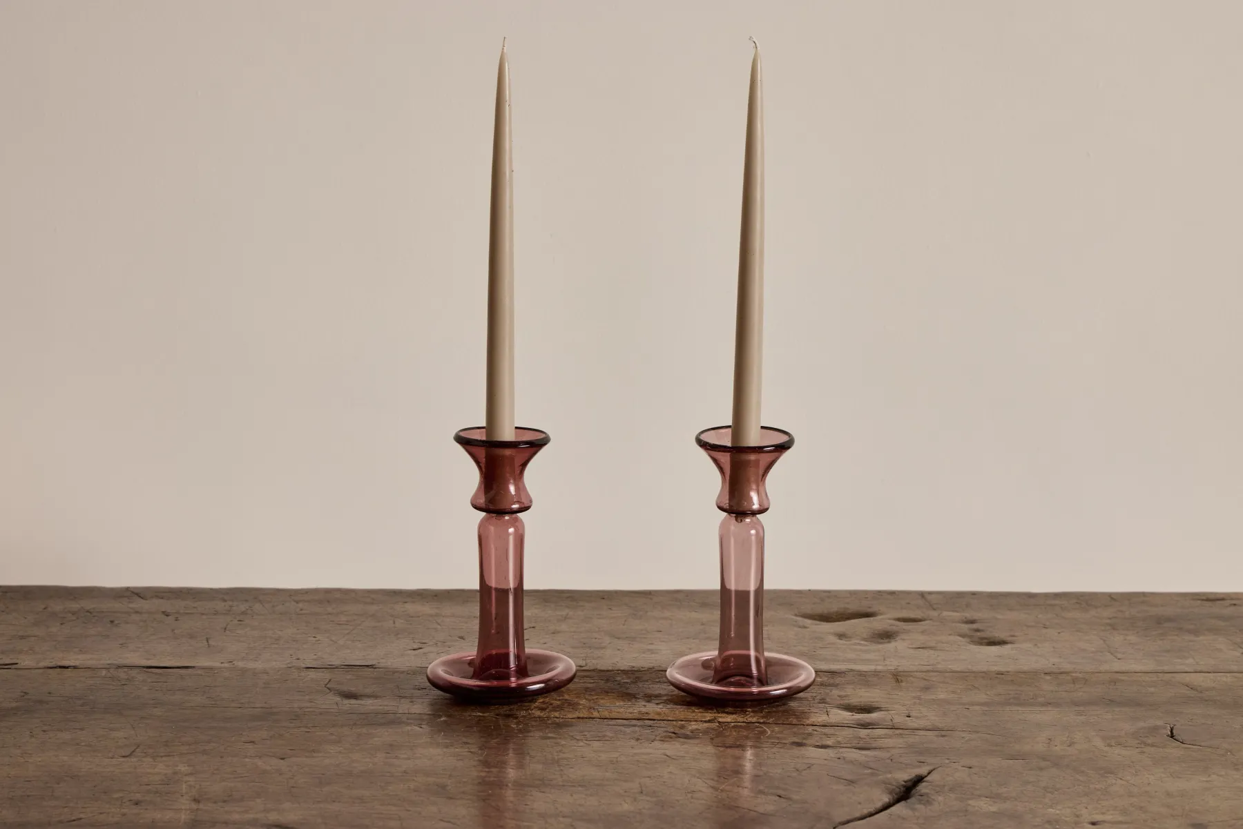 Glass Candle Holder in Framboise*LA SOUFFLERIE Clearance