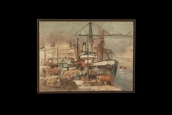 Harbor Boat Painting*VINTAGE Clearance