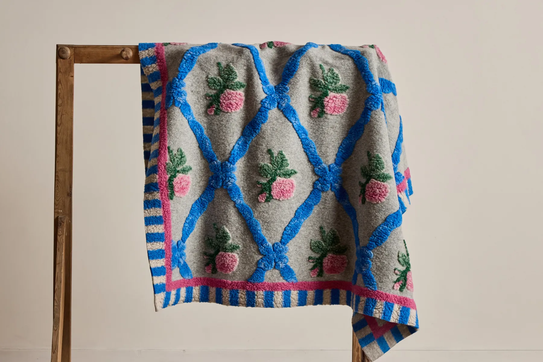 Italian Wool Throw in Pink and Blue*HIDDEN New