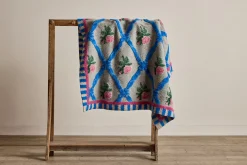 Italian Wool Throw in Pink and Blue*HIDDEN New