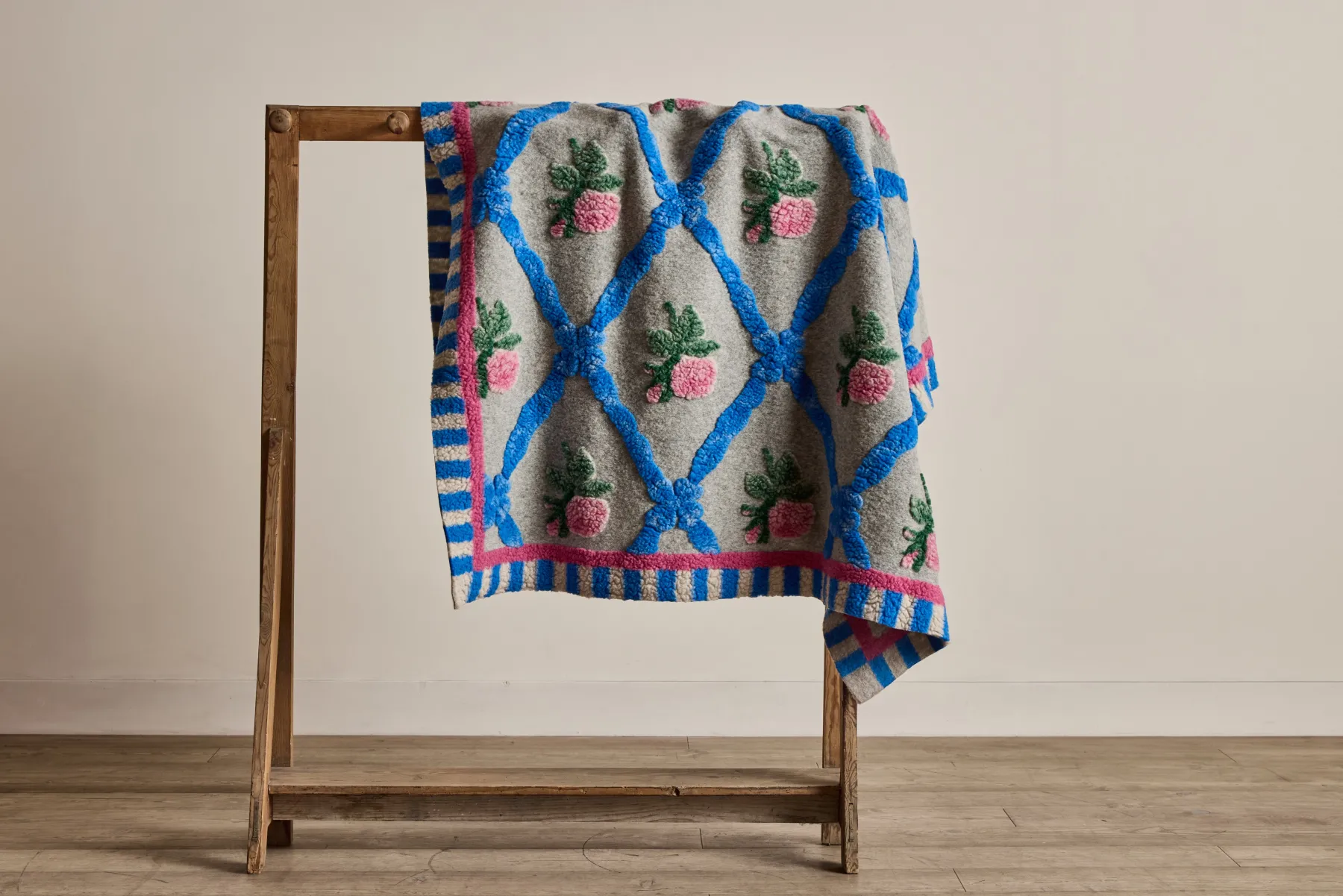 Italian Wool Throw in Pink and Blue*HIDDEN New