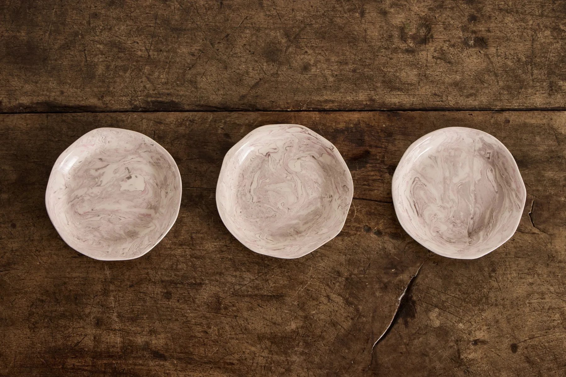 Pink Marbled Shallow Bowl*TOTEM HOME Best