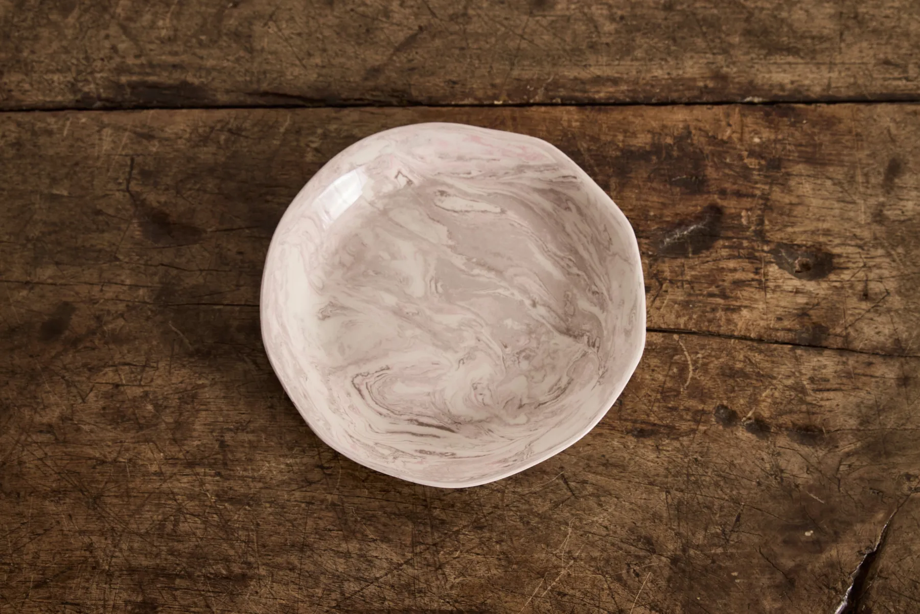 Pink Marbled Shallow Bowl*TOTEM HOME Best