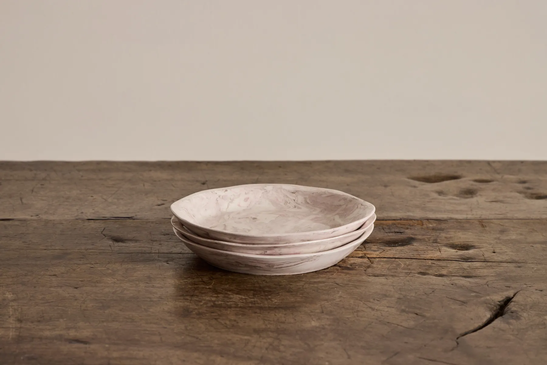 Pink Marbled Shallow Bowl*TOTEM HOME Best