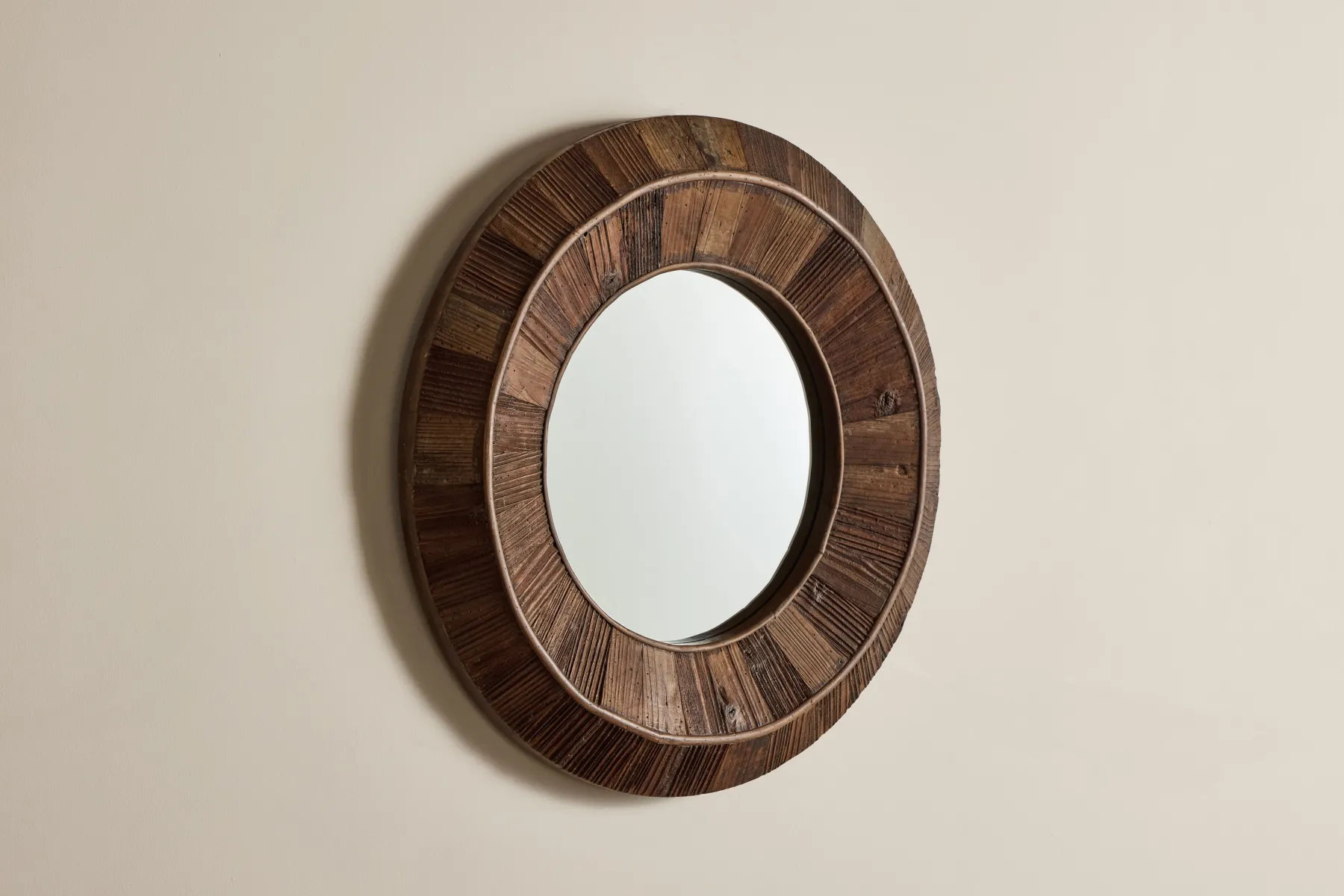 Round Wood Mirror*VINTAGE New