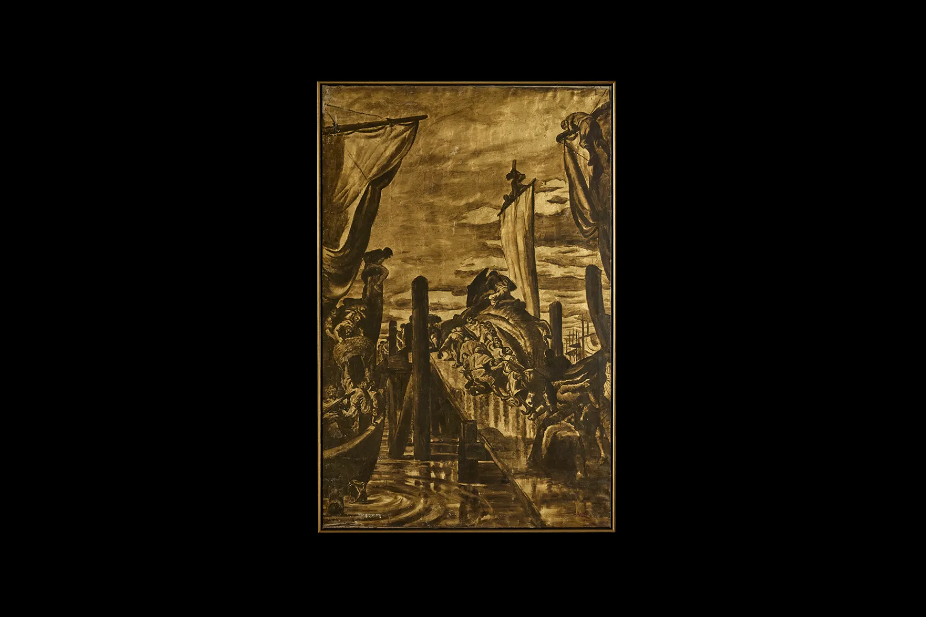 Ship Scene Painting No.3*VINTAGE New