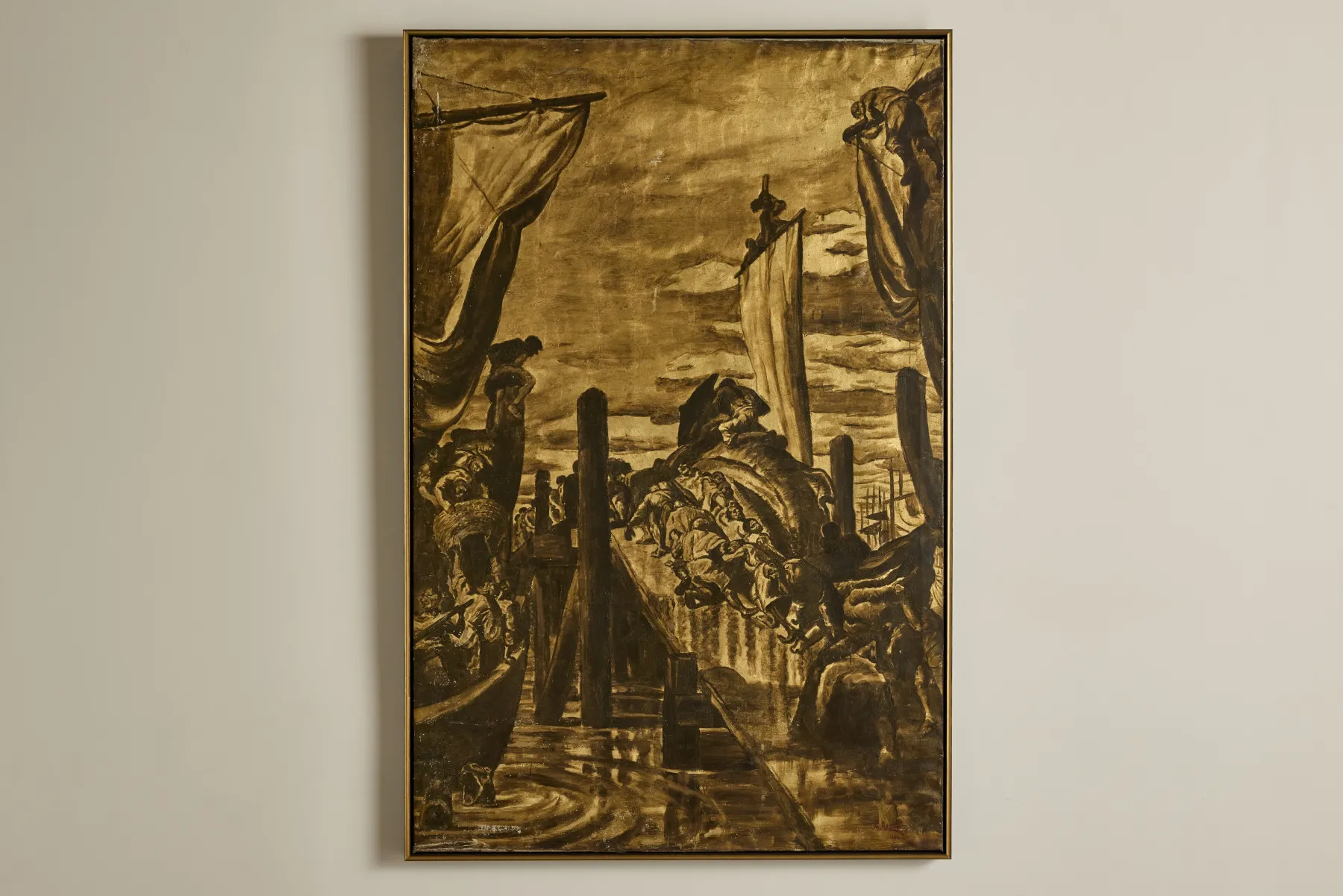 Ship Scene Painting No.3*VINTAGE New