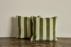 Velvet Pillow in Camelot Stripe, Juniper*HIDDEN Hot