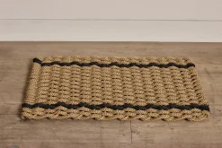 Woven Doormat in Wheat with Charcoal Stripe*HIDDEN New
