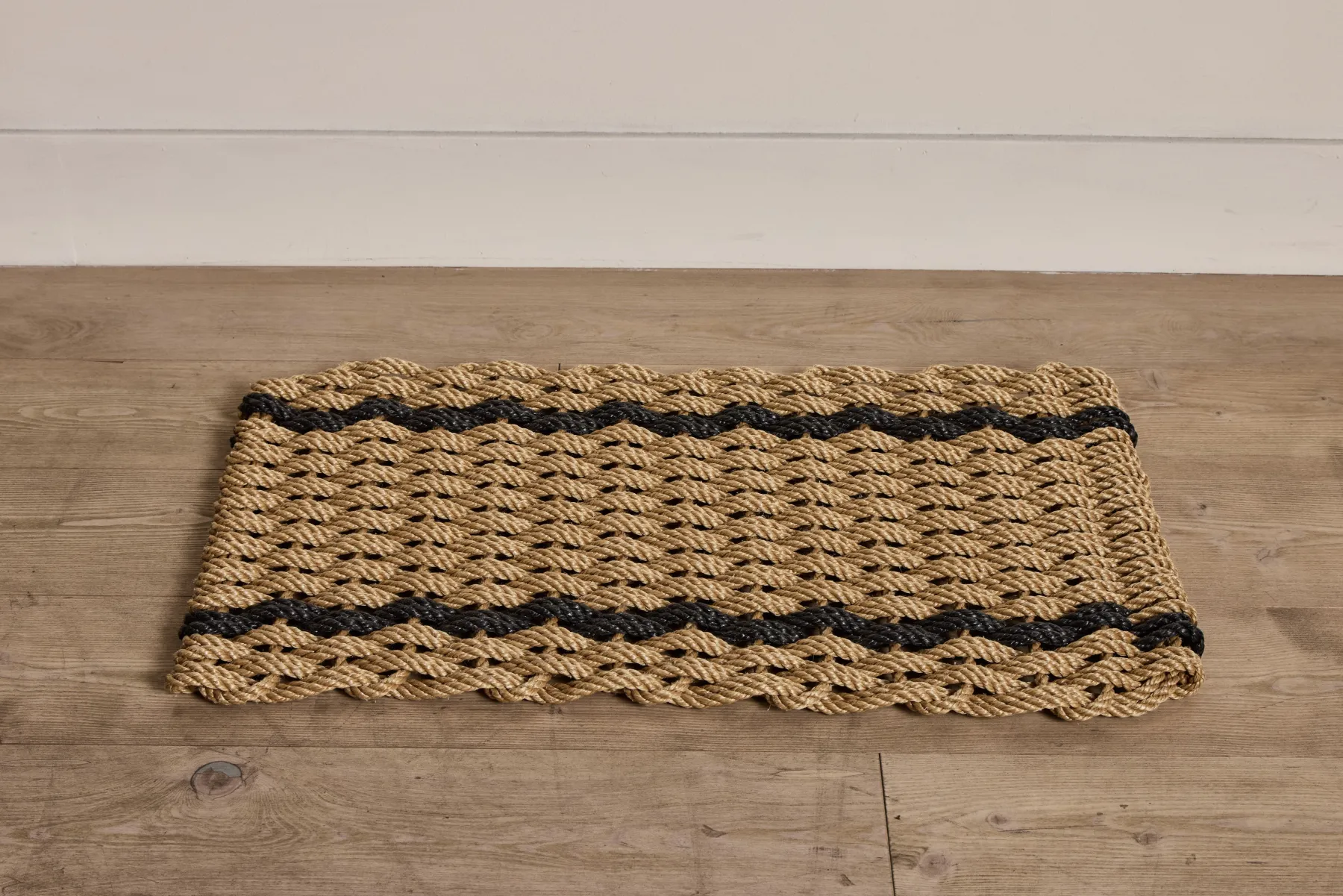 Woven Doormat in Wheat with Charcoal Stripe*HIDDEN New